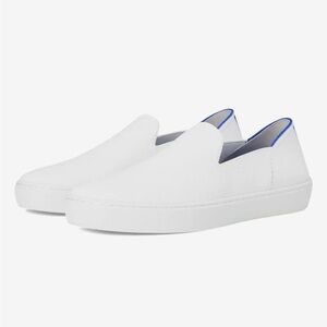 Rothy's The original‎ Women Sz 8.5 White Royal Blue Slip-On Loafers Sneakers
